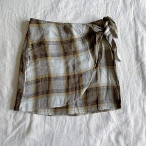 Plaid Side Tie Mini Skirt
